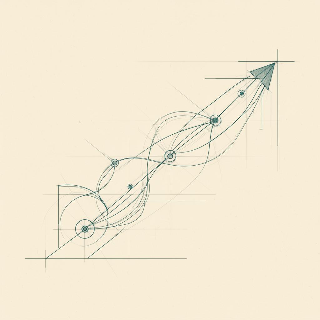 Abstract diagram mapping concept to structured trajectory